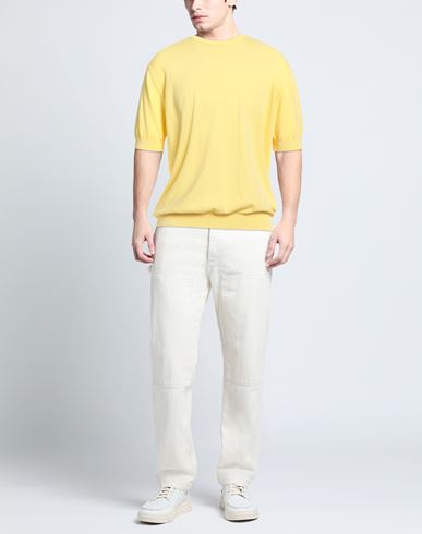 Man Sweater Yellow Size 46 Cotton