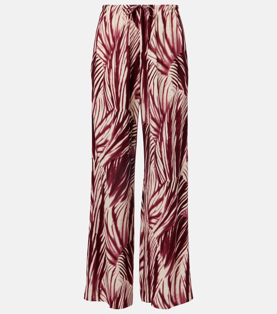 Printed crêpe wide-leg pants