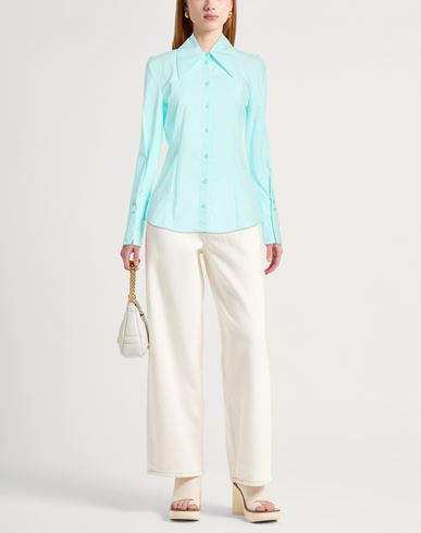Woman Shirt Sky blue Size 4 Cotton, Elastane