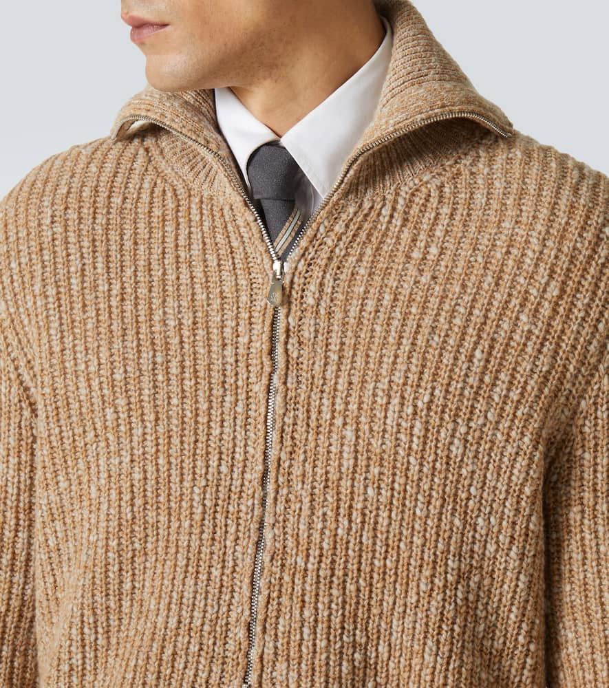 Zip-up wool and cashmere cardigan