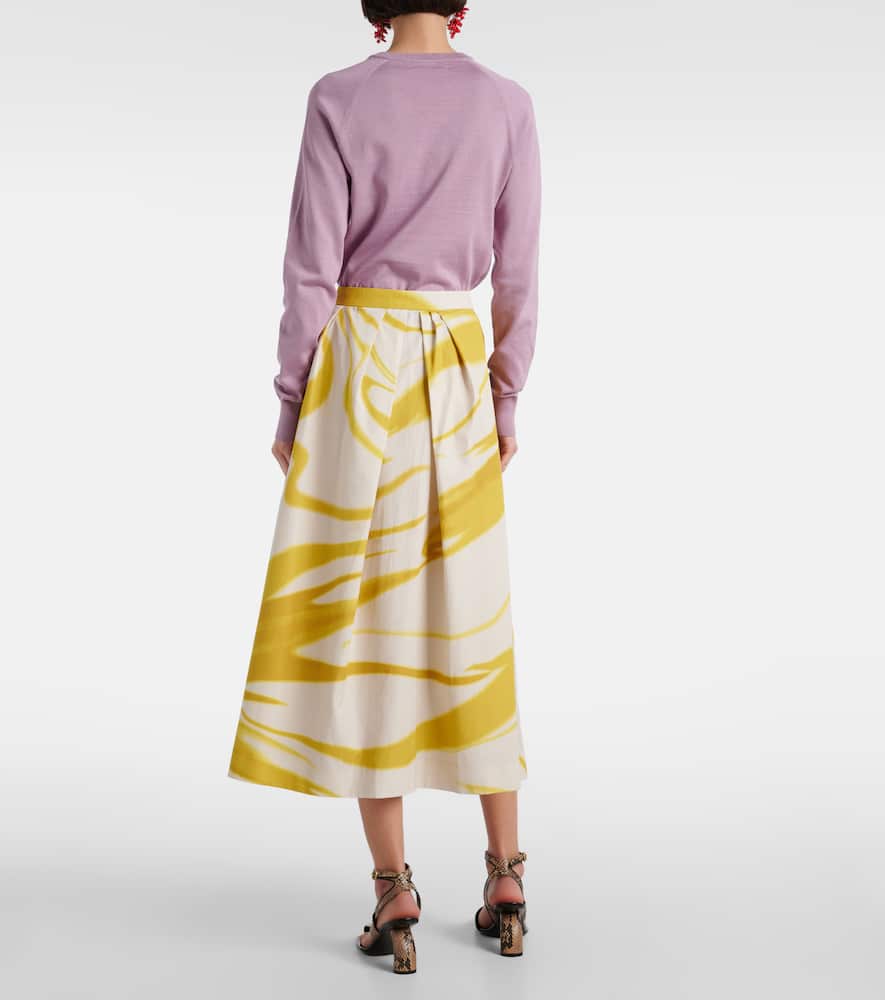 Printed cotton midi skirt