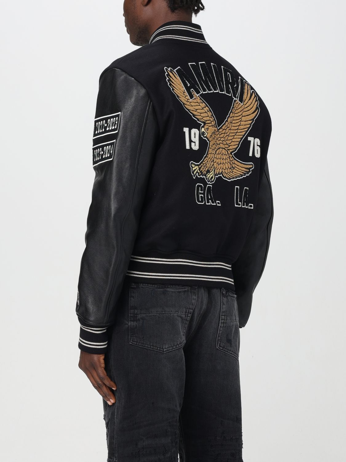Eagle Varsity leather-panelled bomber jacket - Black