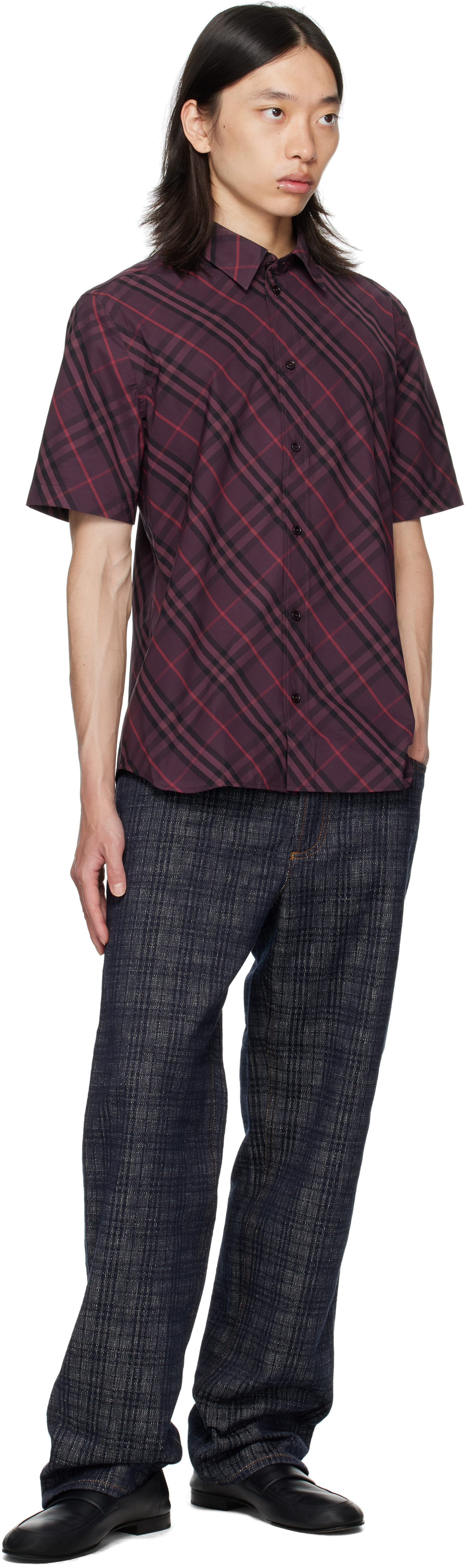 Purple Robert Check Short Sleeve Shirt