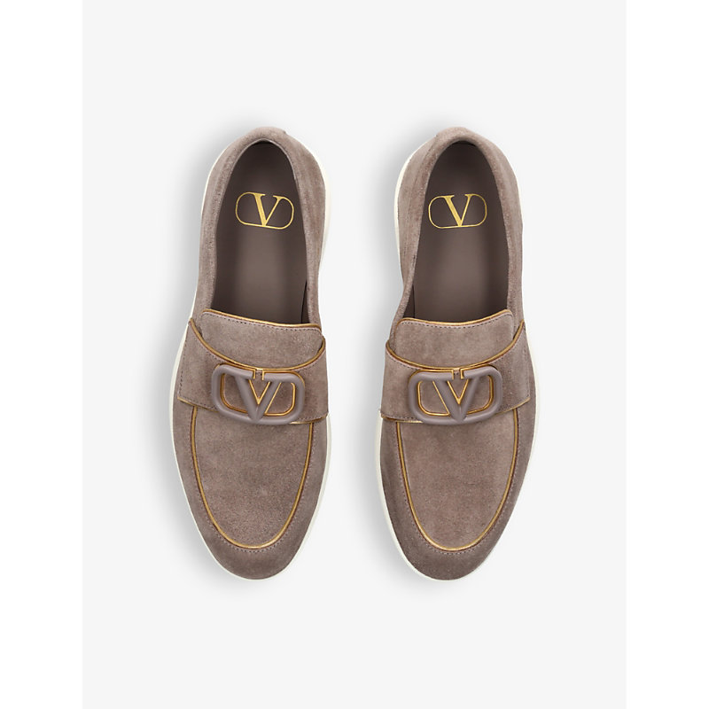 Womens Taupe Leisure Flows Panelled Suede Loafers