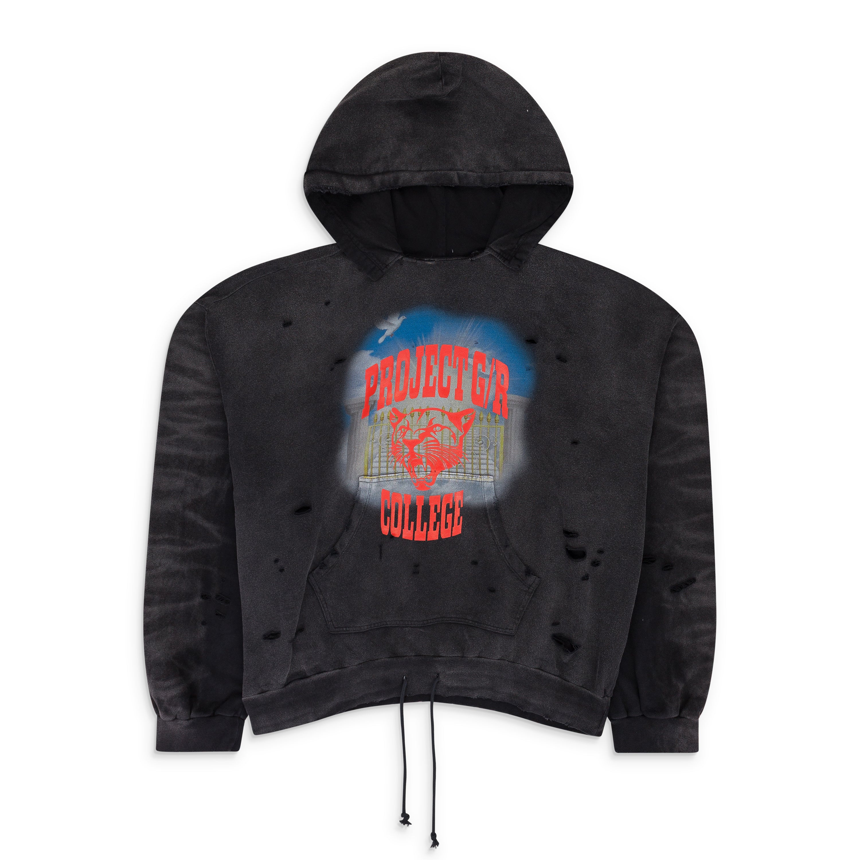 BLACK MIXED PRINTED VINTAGE HOODIE