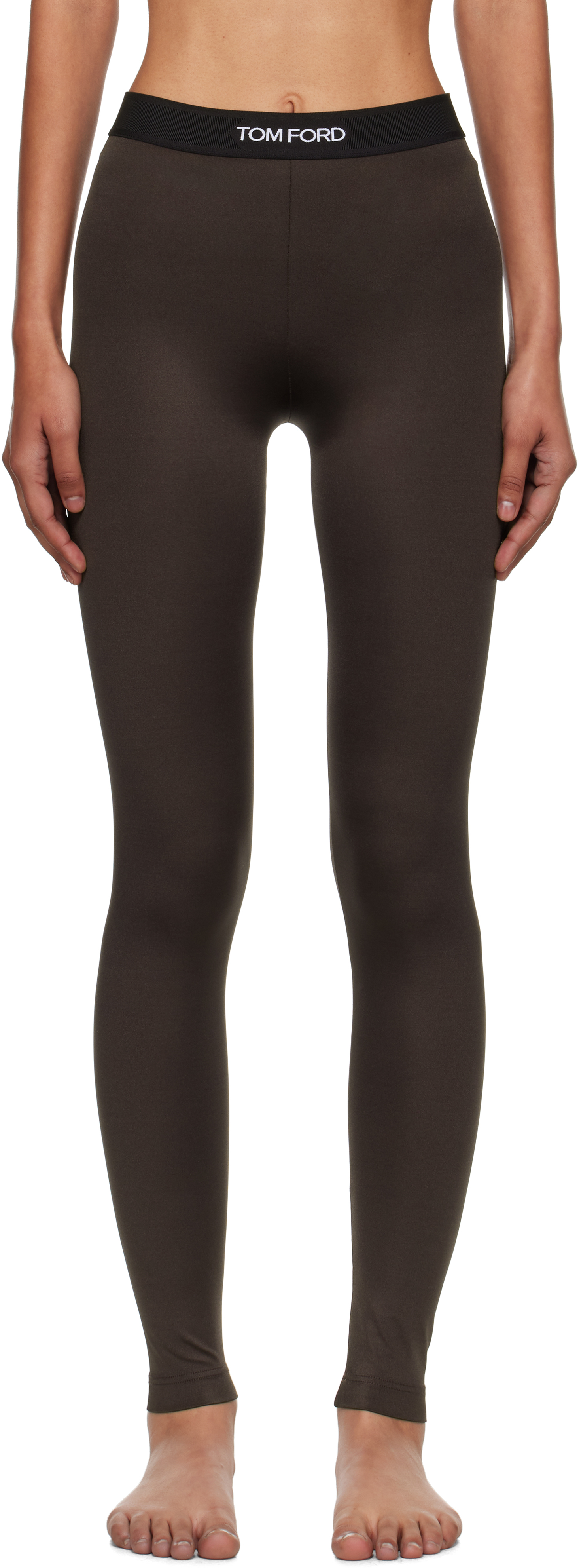 Brown Lustrous Jersey Signature Leggings