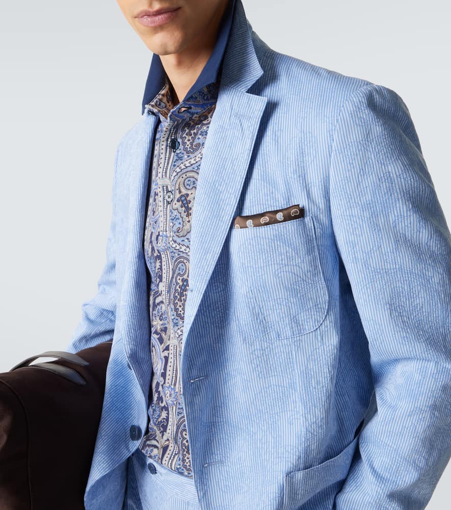 Woven cotton jersey blazer