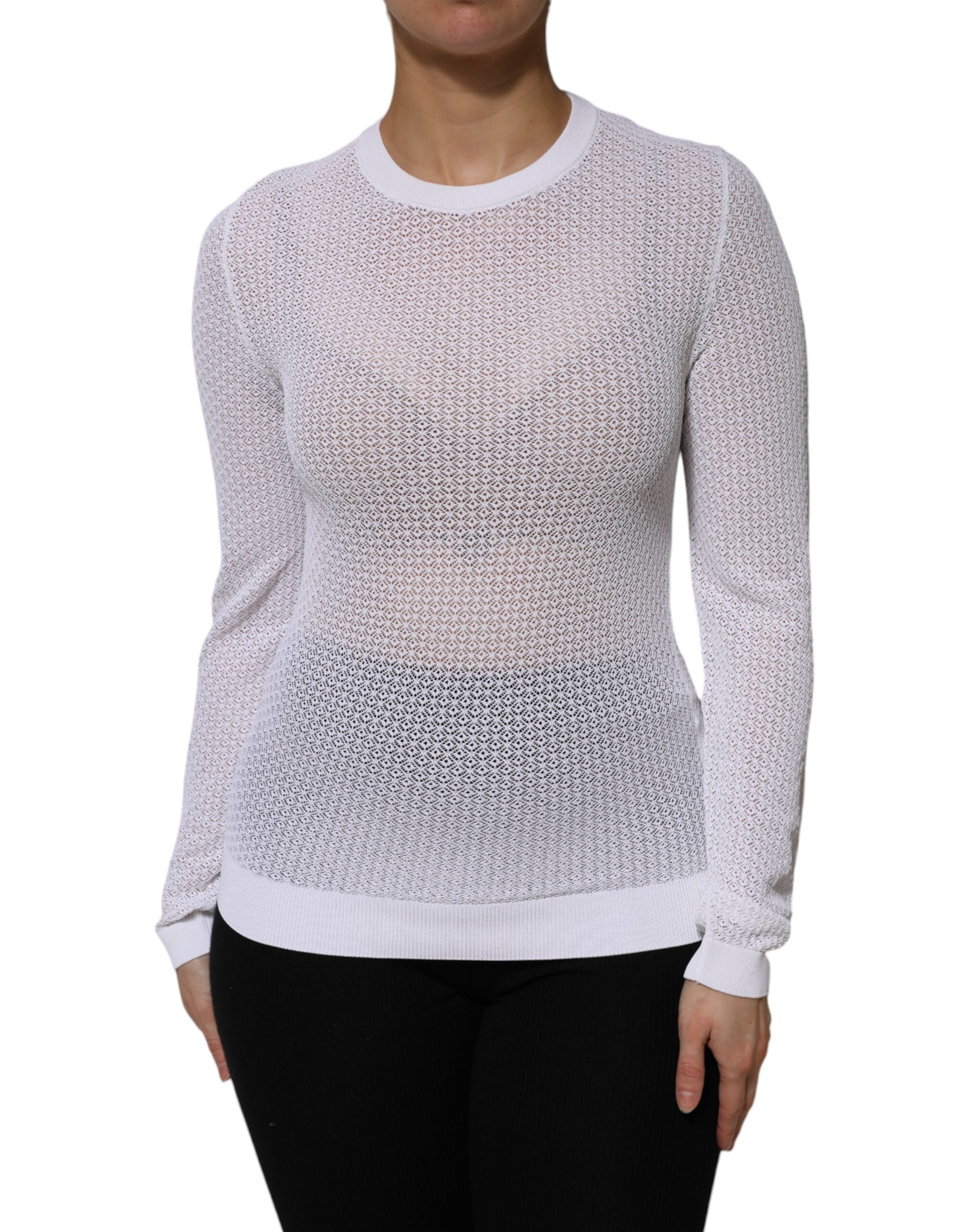 Textured Viscose Sweater — White