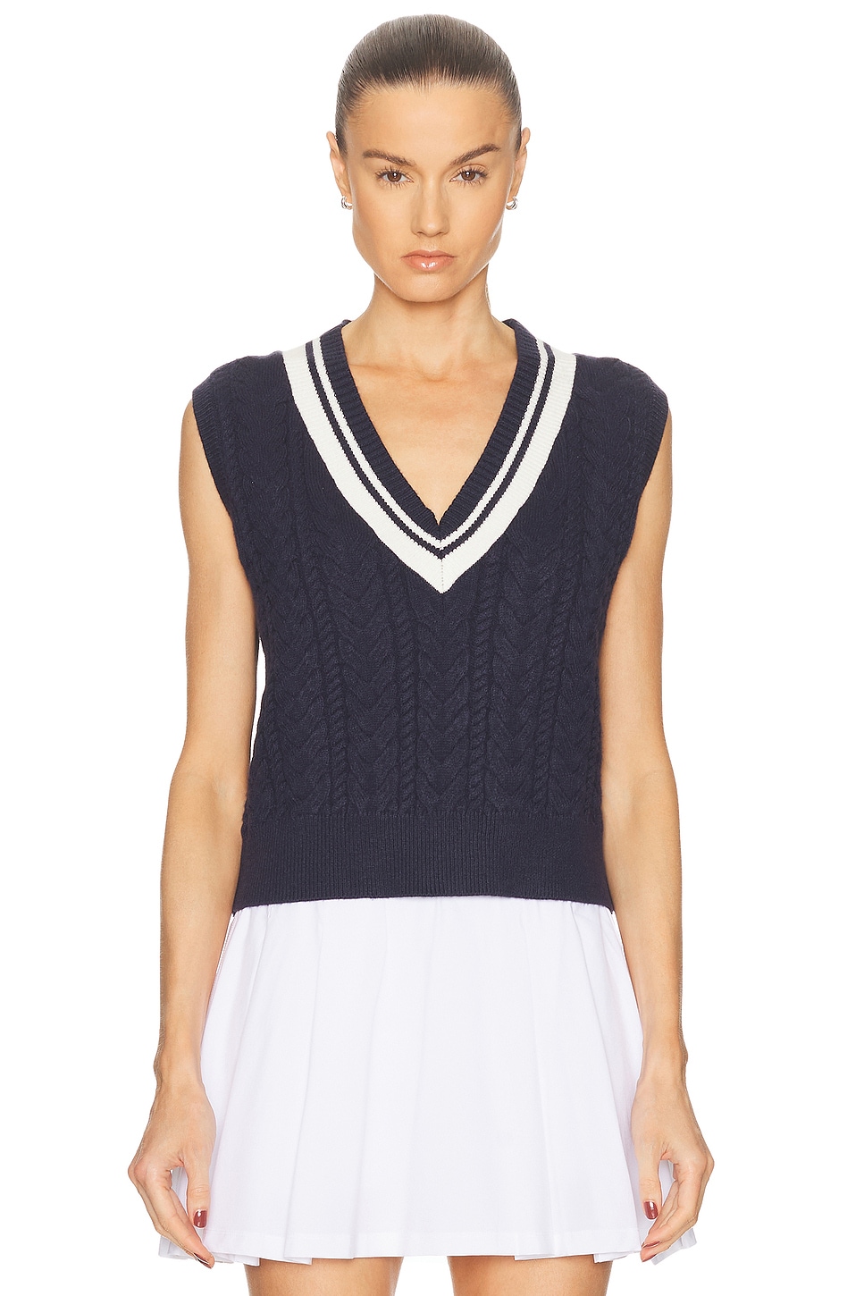 Beyond Yoga The Cable Knit Vest in Nocturnal Navy - Navy.  XS also in L