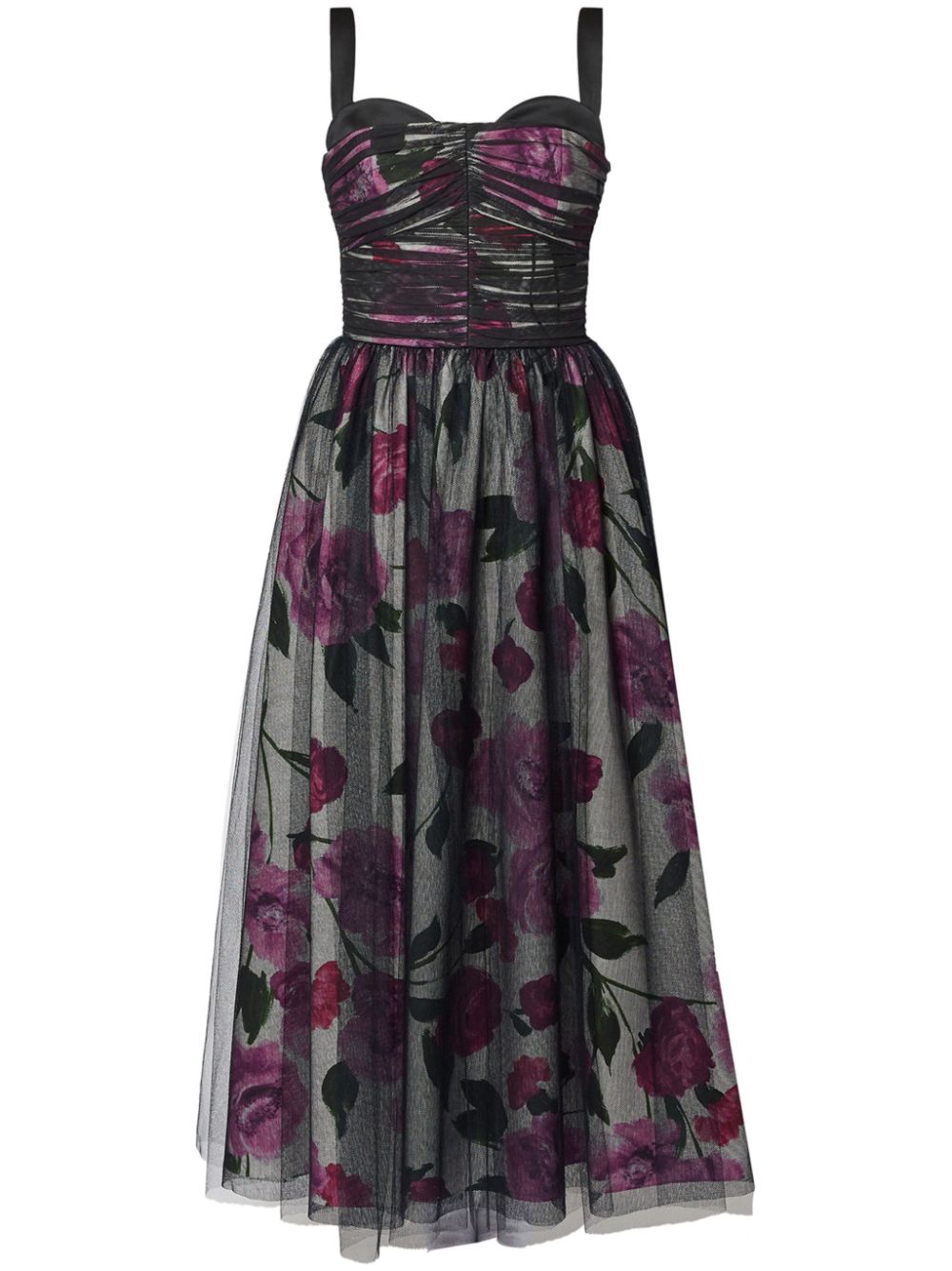 SLEEVELESS TULLE OVERLAY DRESS - Black