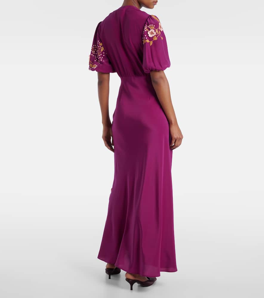 Marlene embroidered silk gown