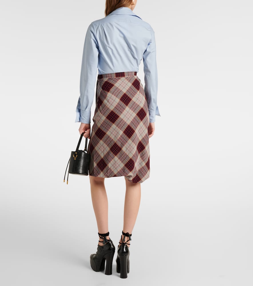 Drunken Drape checked midi skirt