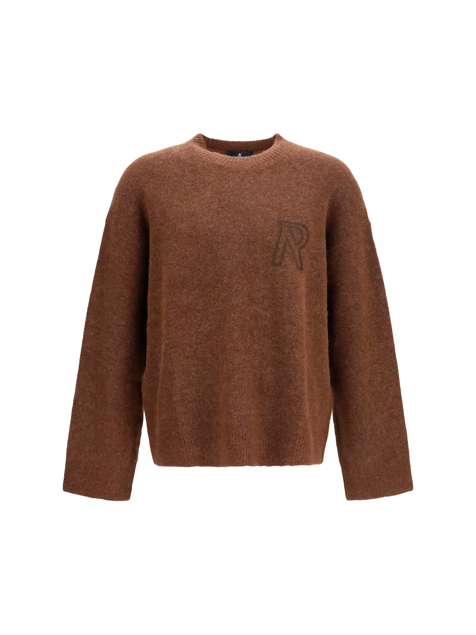 Alpaca-Blend Knit Sweater — Brown