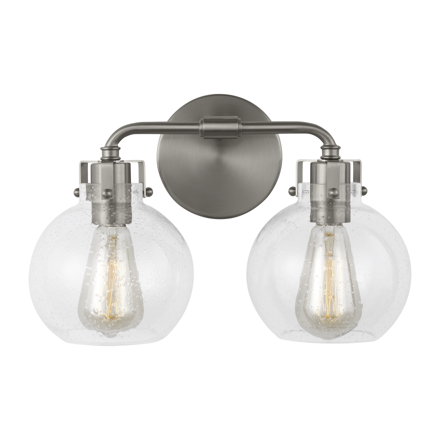 Visual Comfort Studio Clara 2-Light Bathroom Vanity Light in Satin Nickel by Sean Lavin