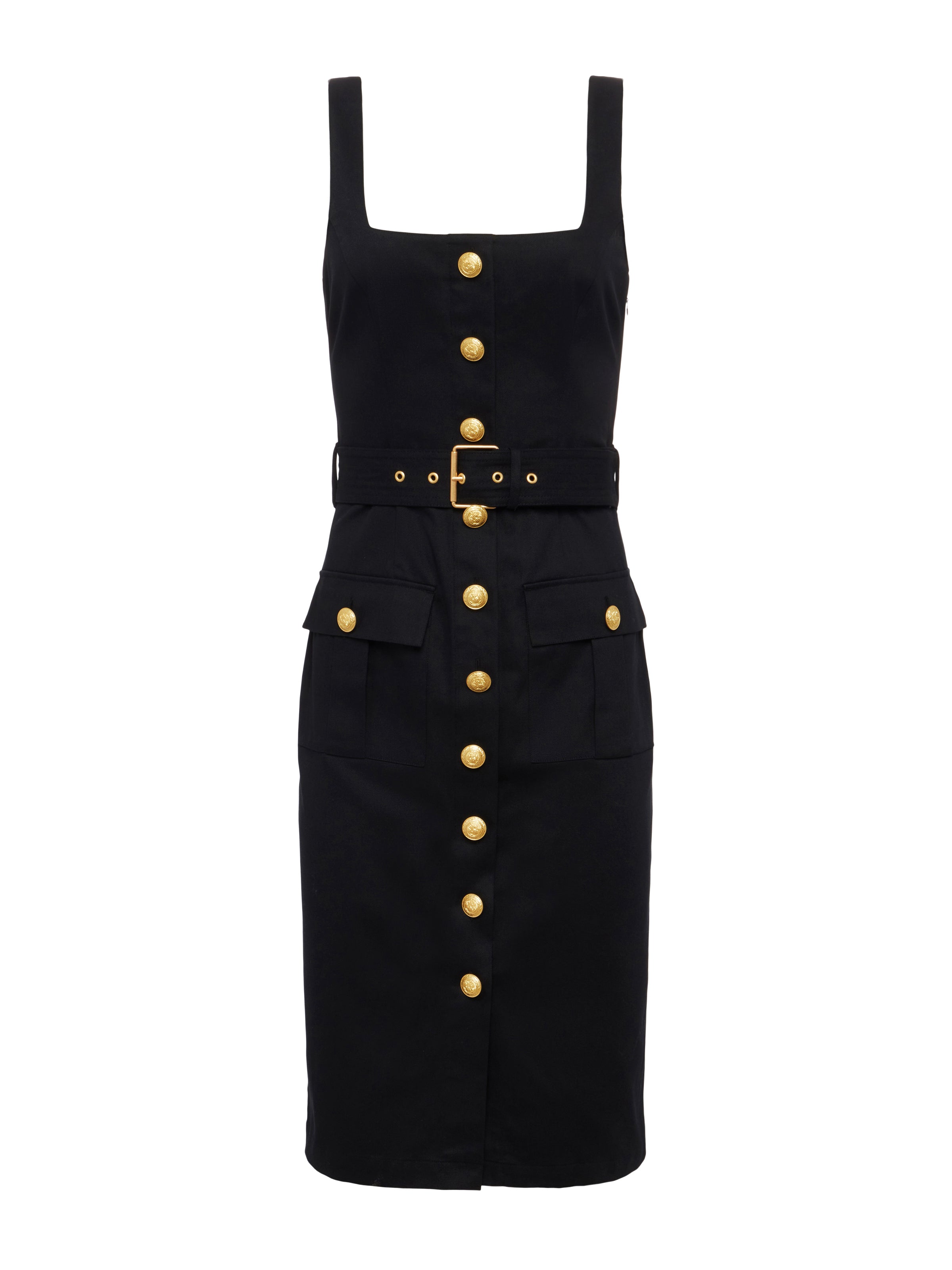 Idy Button-Front Dress In Black/Gold