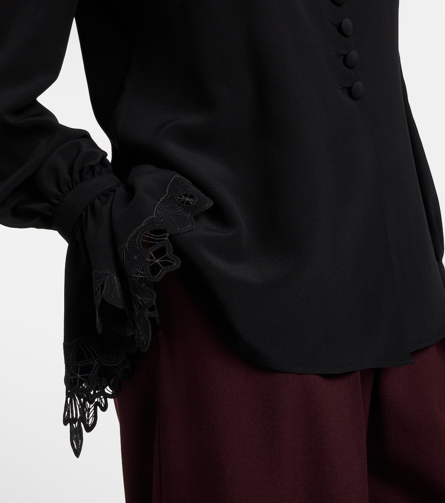 Chloé Embroidered silk crêpe de chine blouse