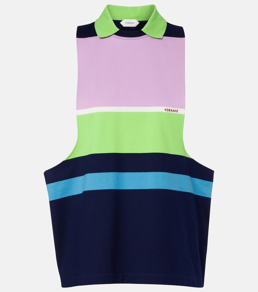 Striped cotton jersey tank top