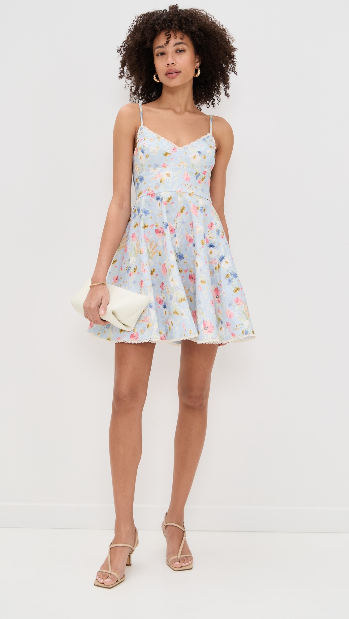 Zimmermann Lucky Picnic Mini Dress Blue Bouquet Floral