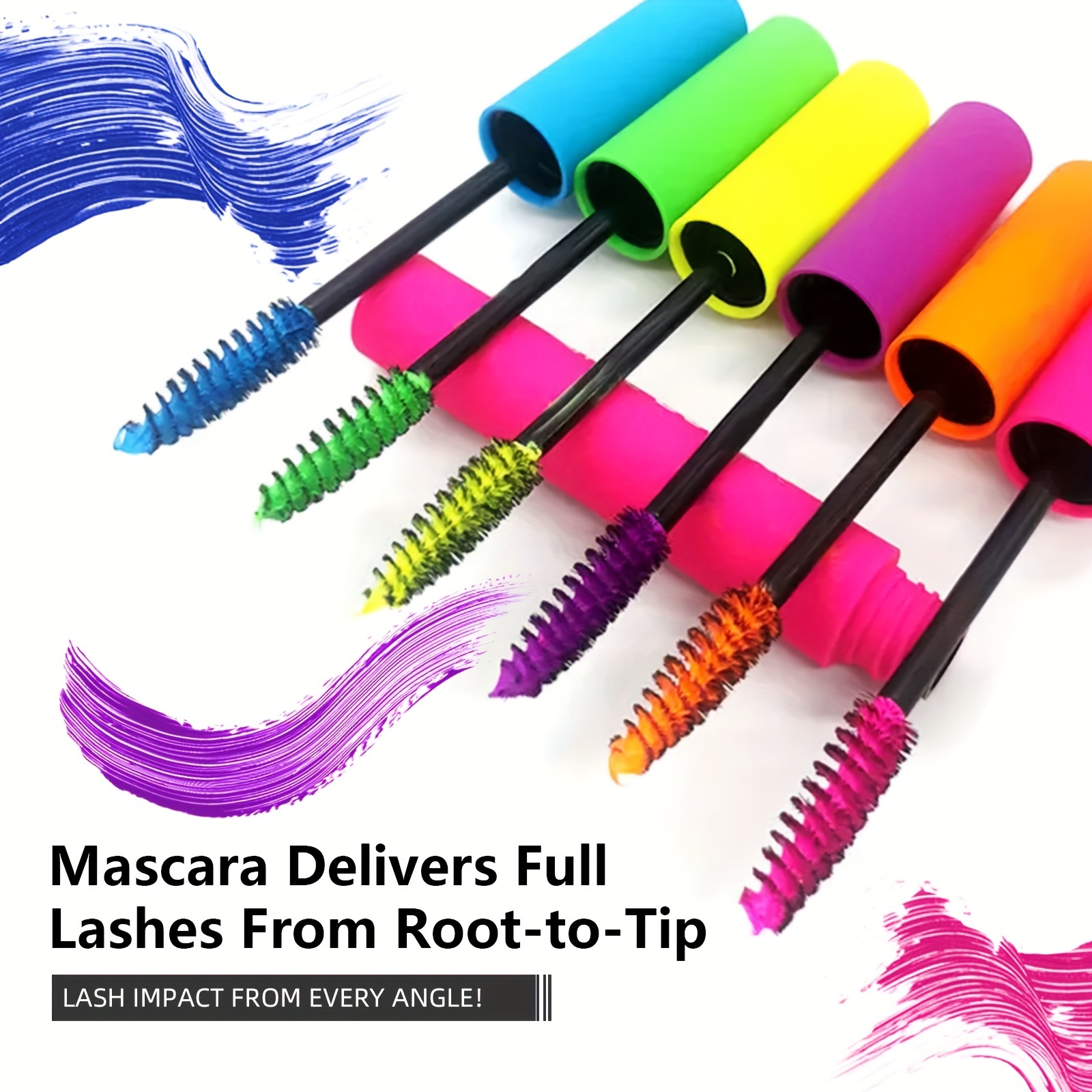 TEMU 6 Colors Colorful Mascara Rainbow Waterproof Mascara Fiber Lash Extensions Mascara, Natural Hypoallergenic Mascara 0. Oz6pc