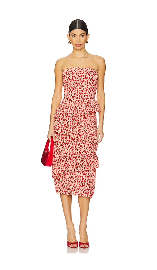 ASTR the Label Asym Tiered Ruffle Dress in Pink. Größe S. Also in
