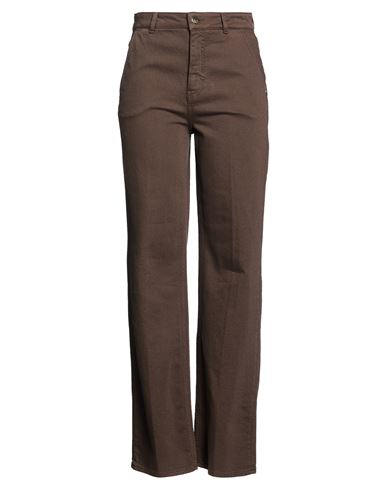 Woman Jeans Dark brown Size 27 Cotton, Elastane