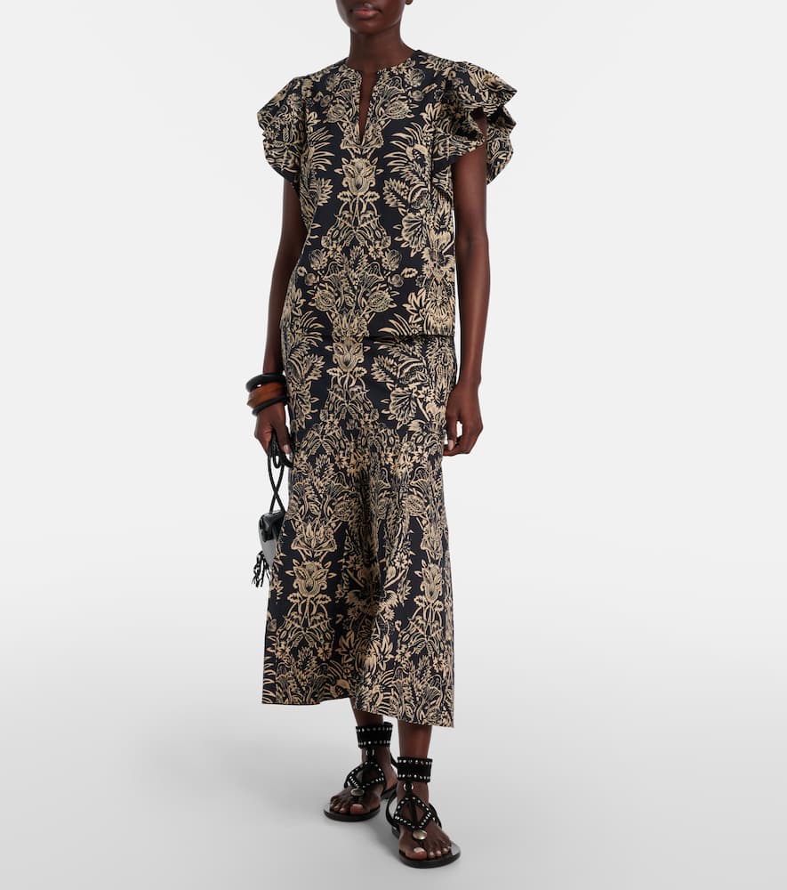 Severine printed cotton poplin top