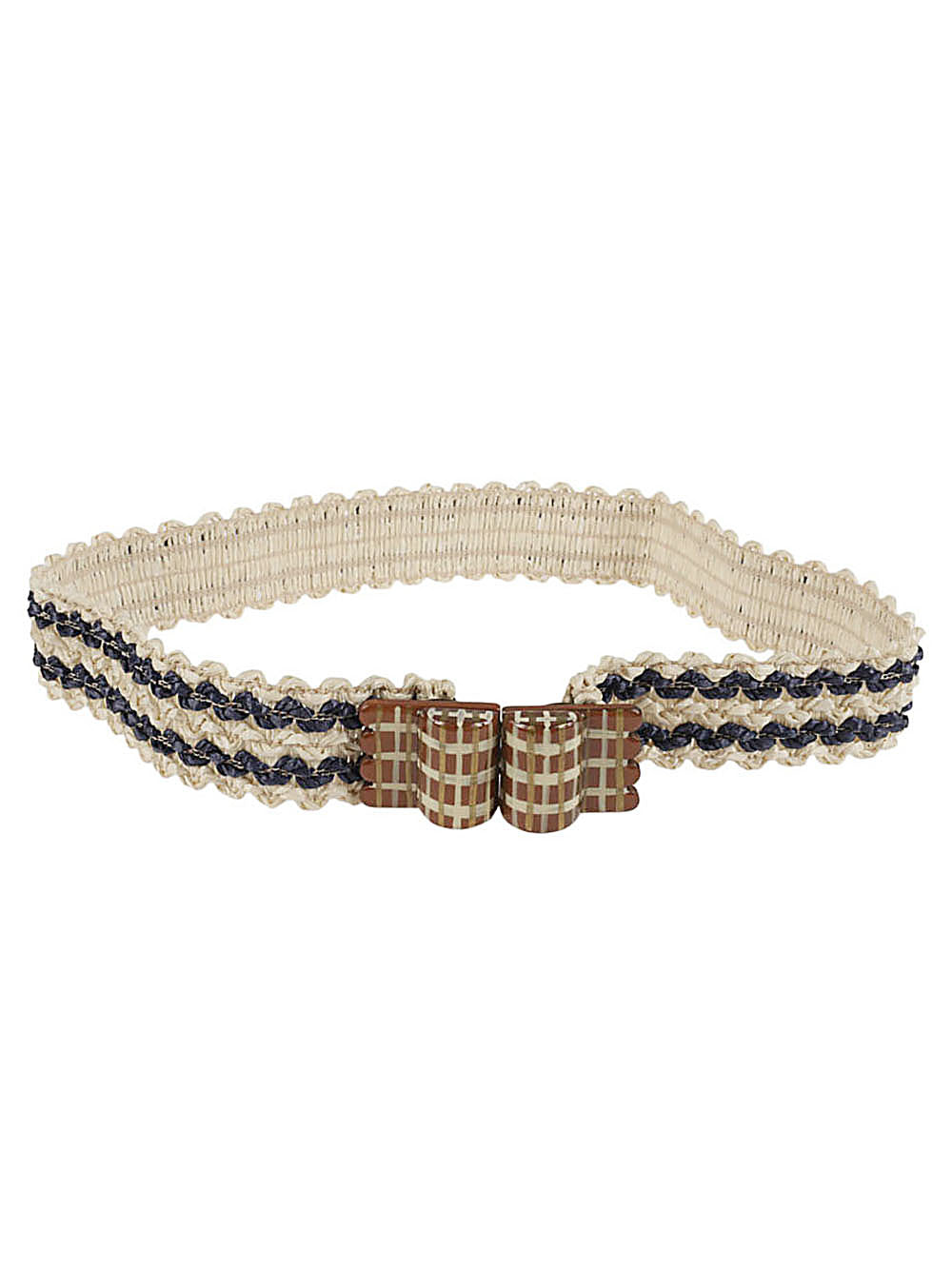 Striped Raffia Belt — Cream