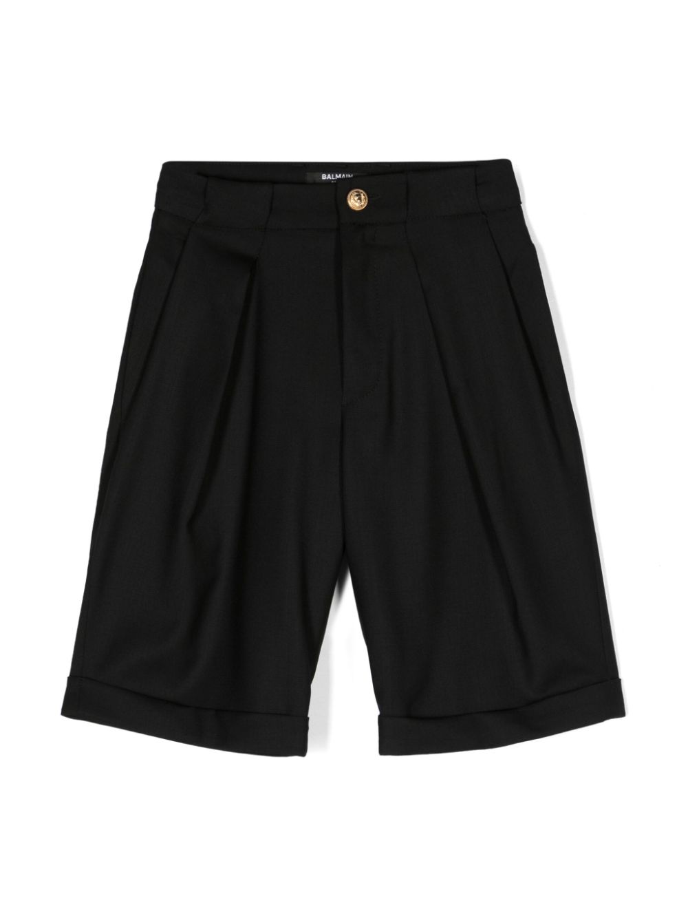 Pleated wool shorts - Black