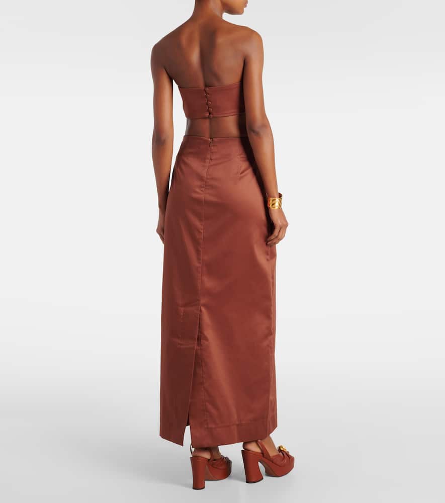 Solid cotton maxi skirt