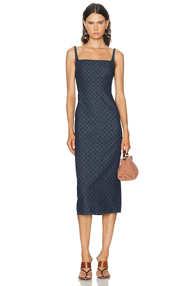 Dries Van Noten Debano Dress in Dessin B - Blue. 40 also
