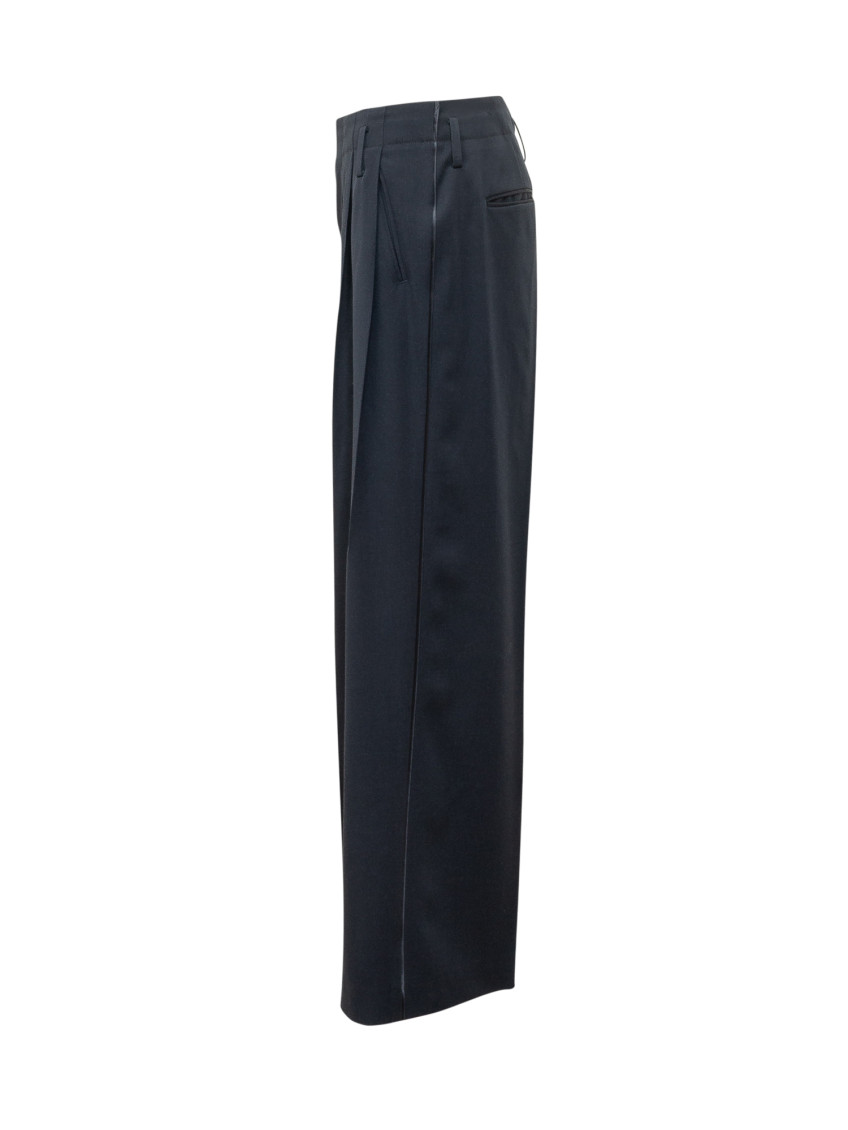 Blue Relaxed Pleated Pants