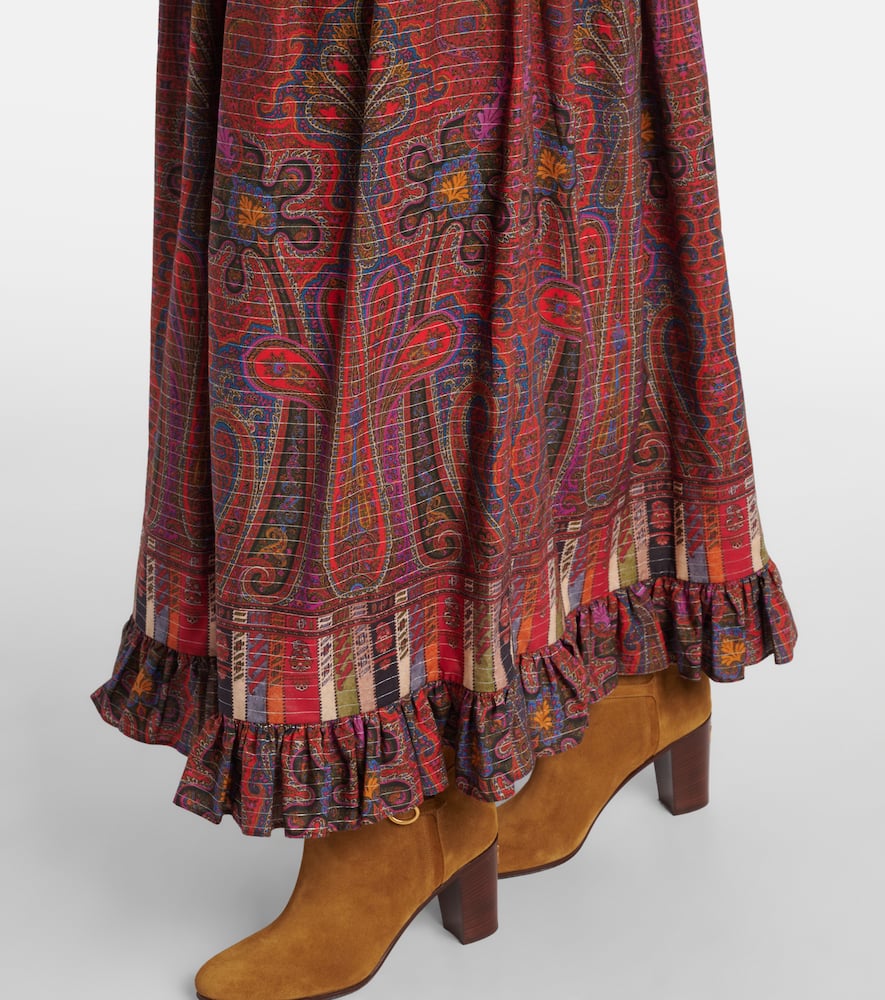 Printed high-rise cotton maxi skirt