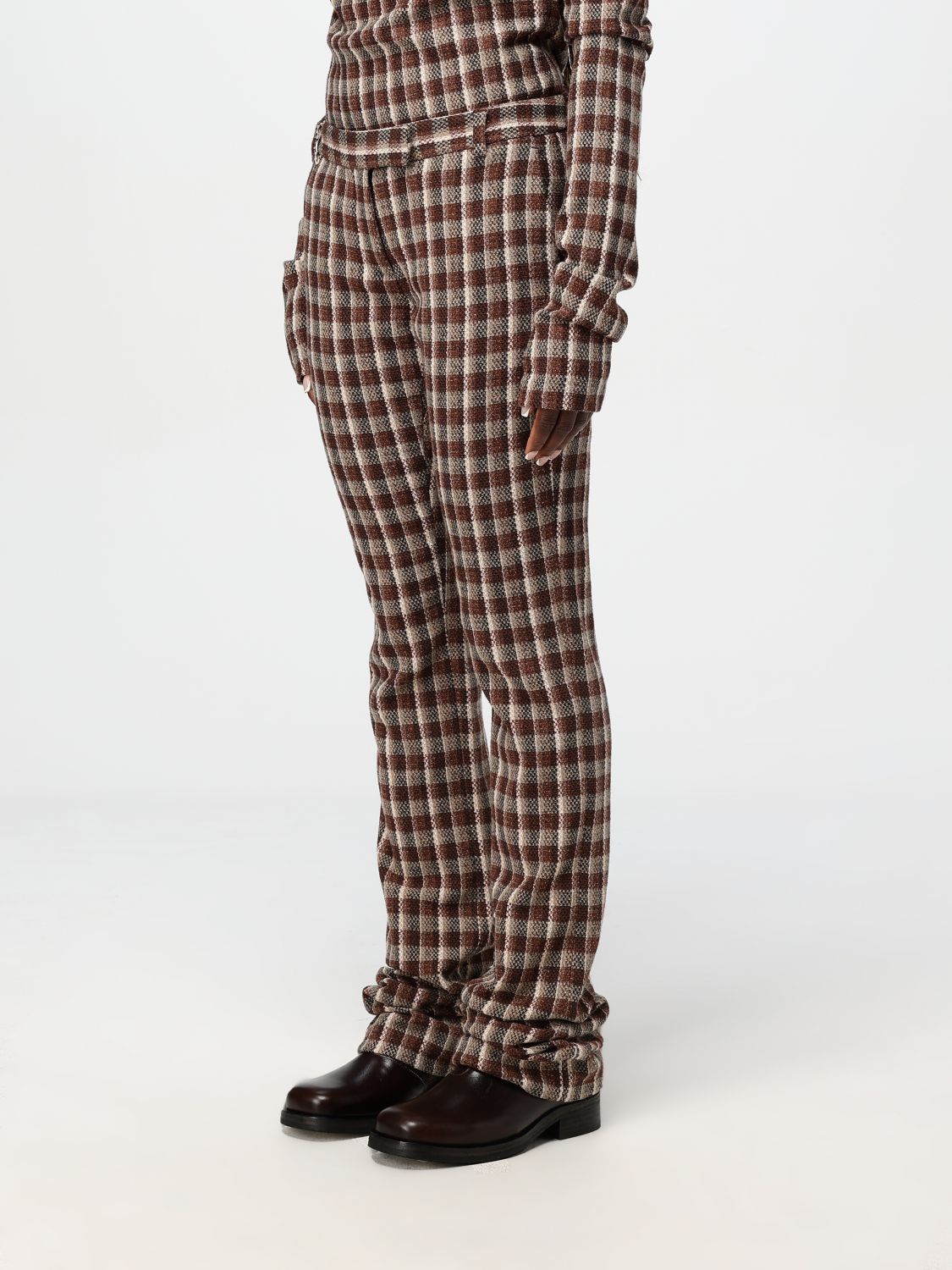 Check pattern trousers - Brown