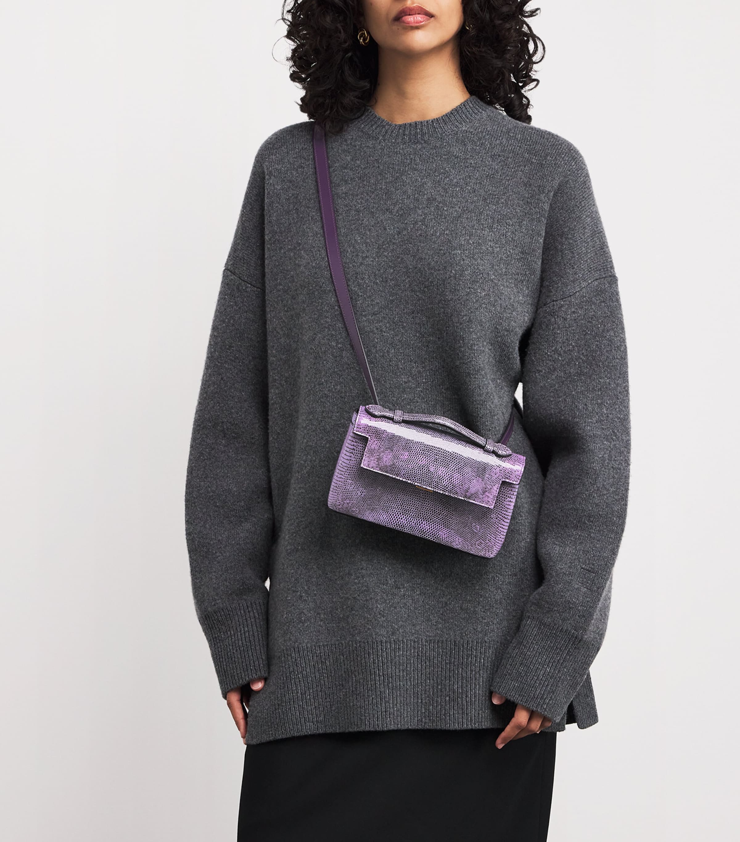 Analeena Lizard Skin Top-Handle Bag
