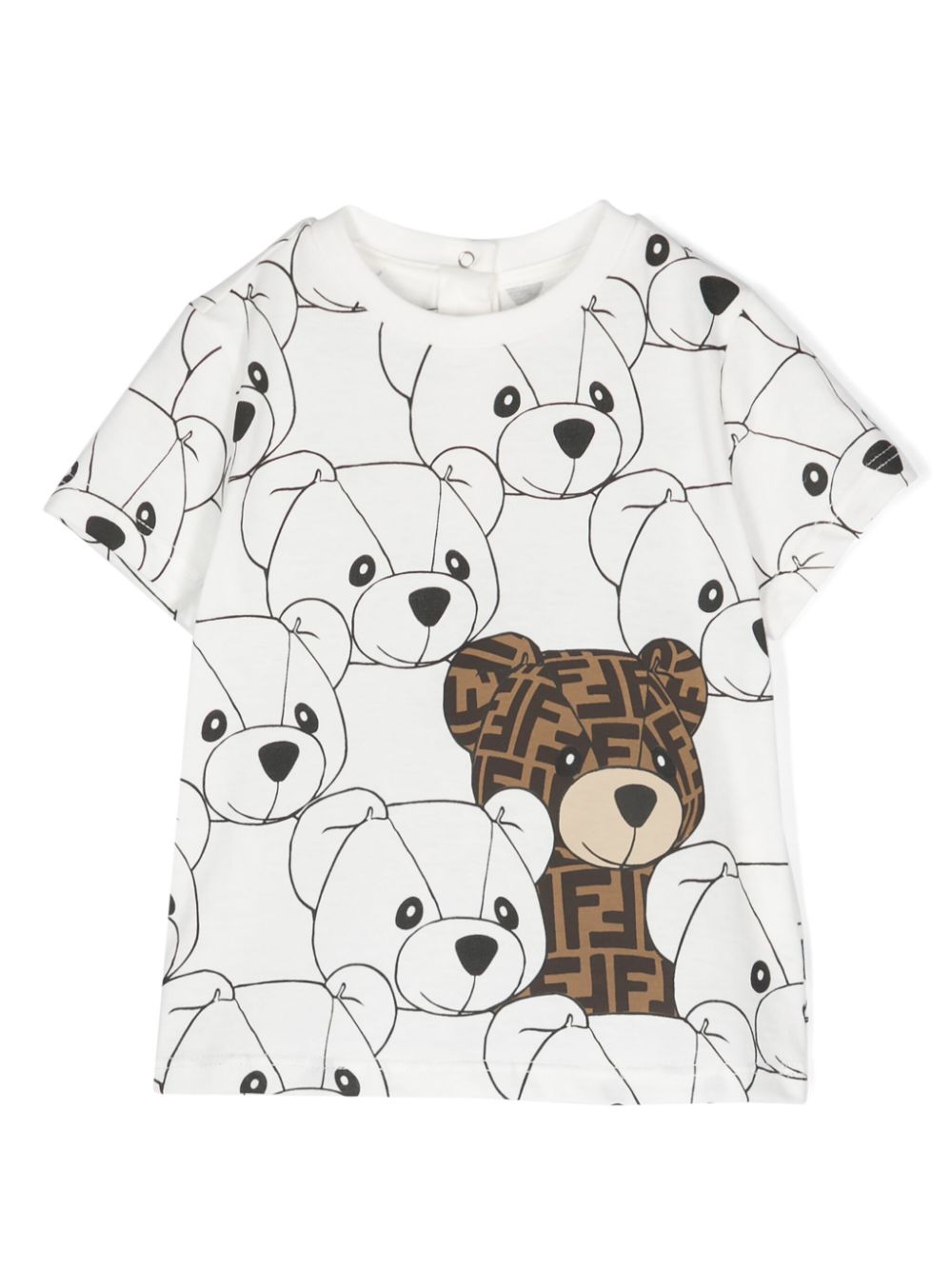 Teddy bear-print cotton T-shirt - White