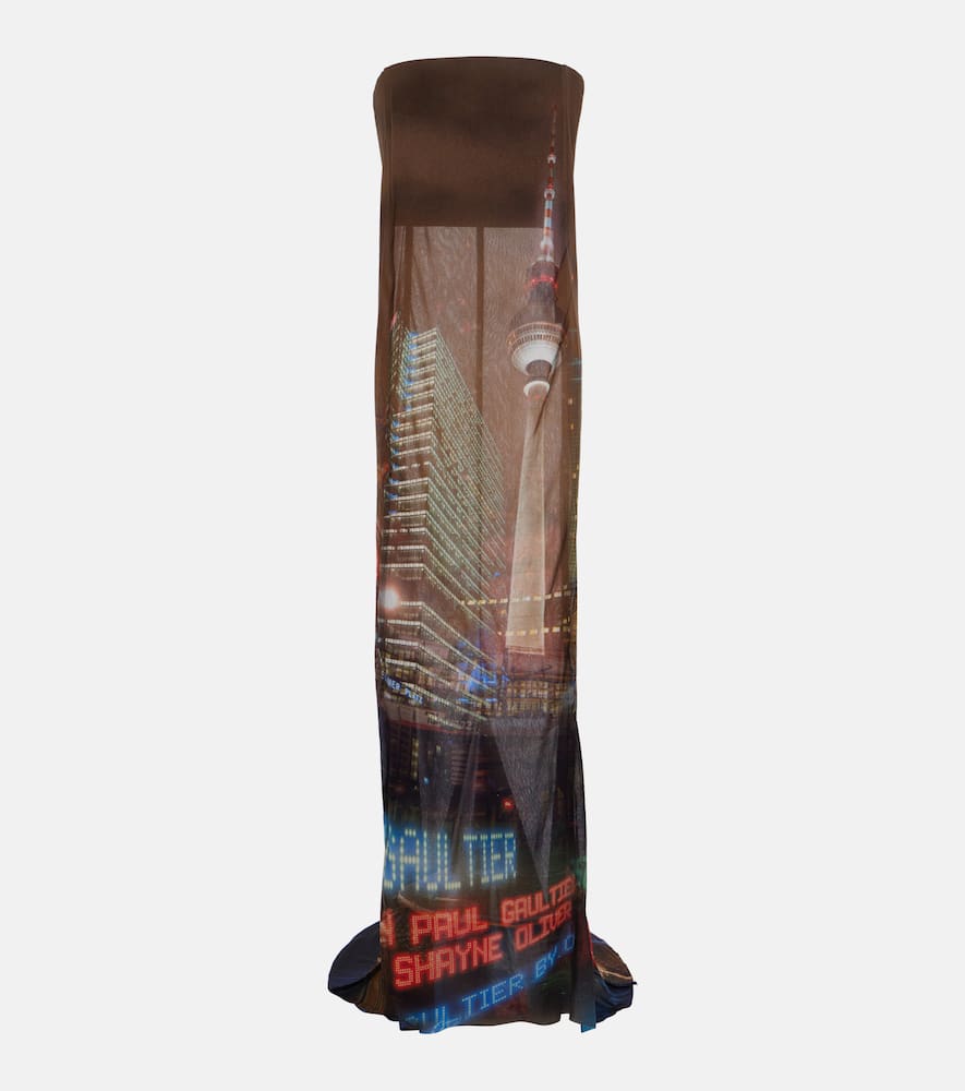 X Shayne Oliver printed tulle gown
