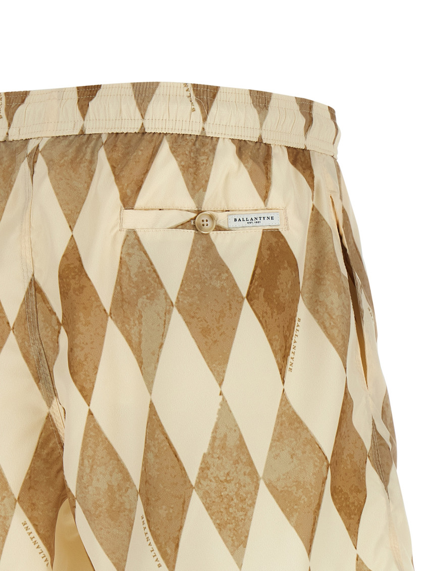 Ballantyne - swimsuit shorts diamond pattern elastic waistband