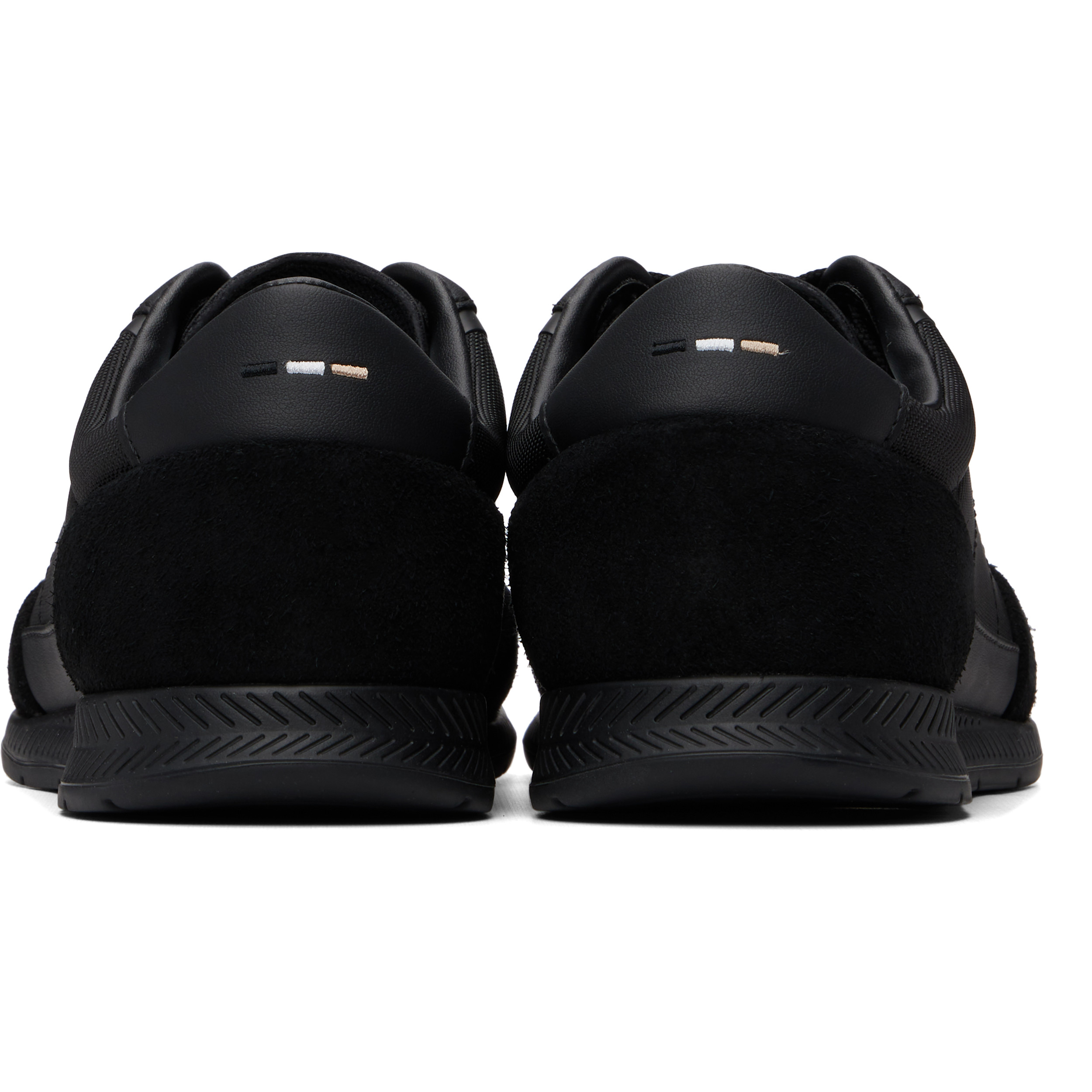 Black Suede-Trim Ribbed Sole Sneakers