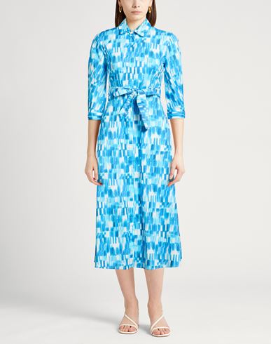 Woman Midi dress Azure Size 4 Cotton, Elastane