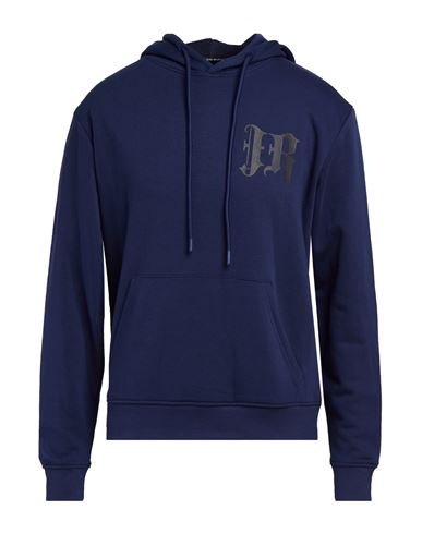 Man Sweatshirt Navy Size L Cotton, Polyester