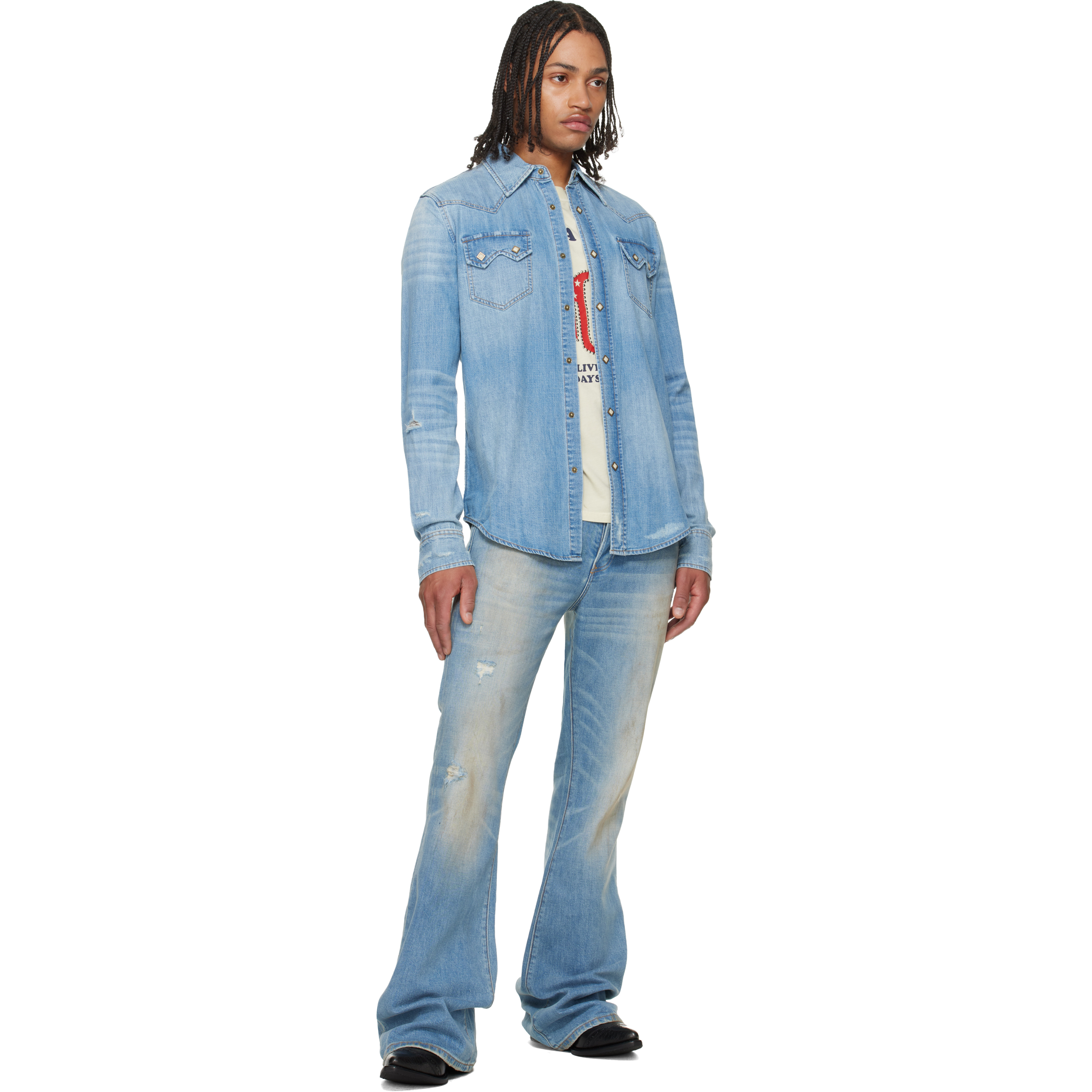 Blue Jimmy Sioux Stretch Flare Jeans