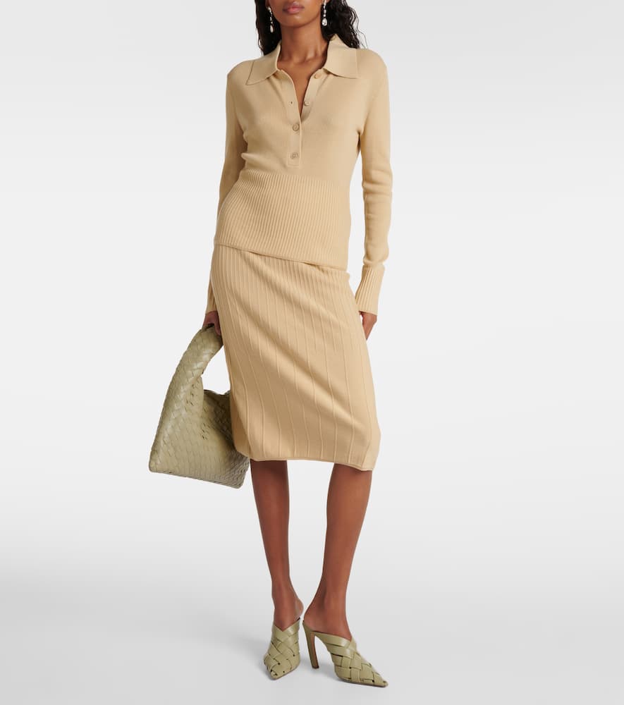 Joseph Ribbed-knit wool midi skirt