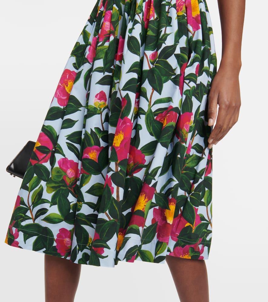 Floral cotton poplin midi dress
