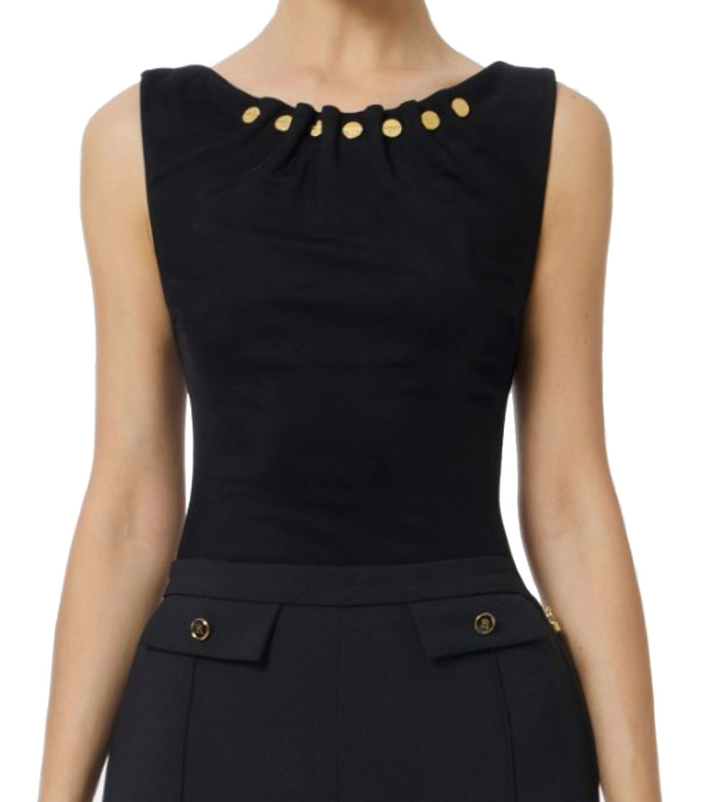 Elisabetta Franchi - fitted sleeveless top gold embellishment
