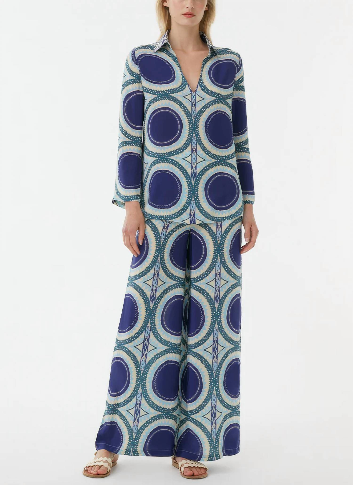 Stephan Wide Leg Pants In Solaris Blue