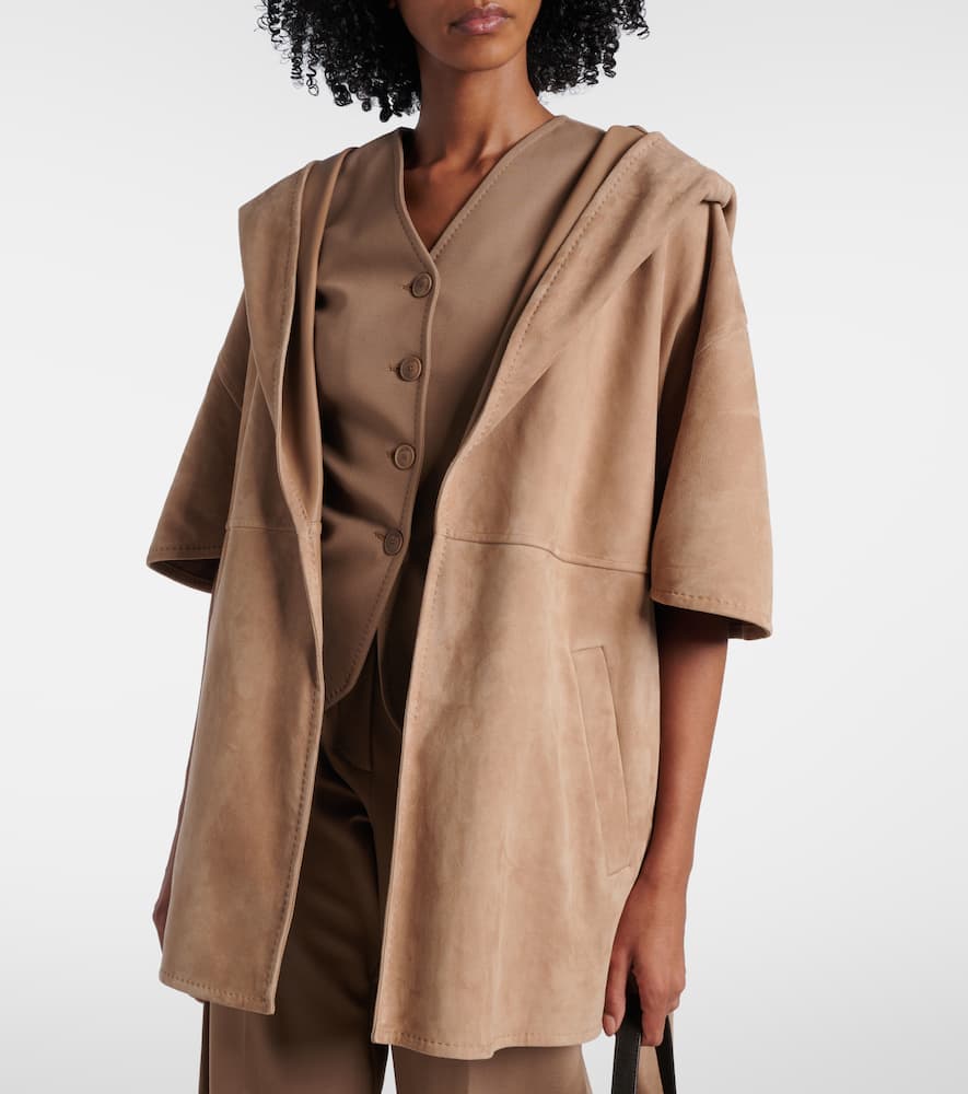 Chiffon suede wrap coat