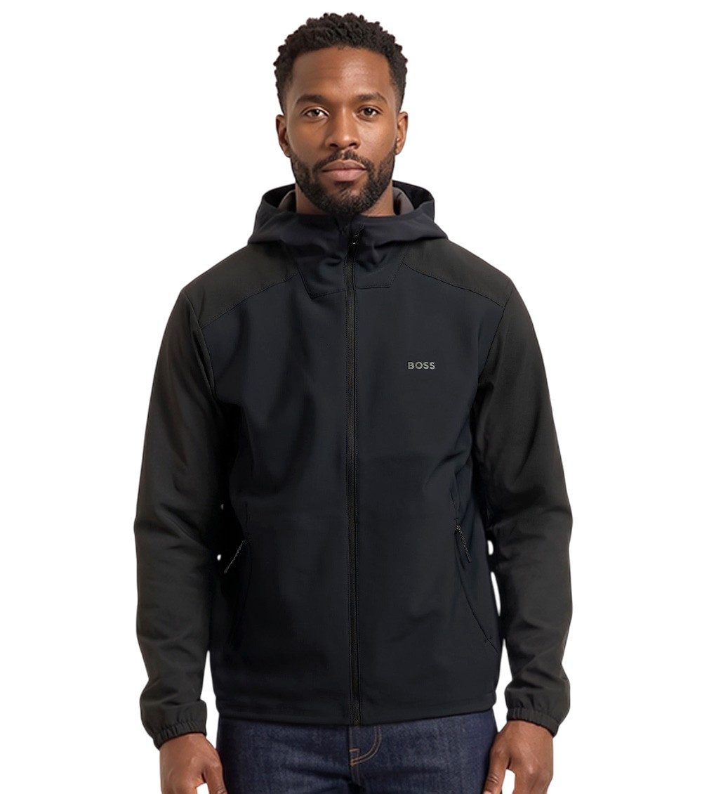 Black Hooded Logo Jacket