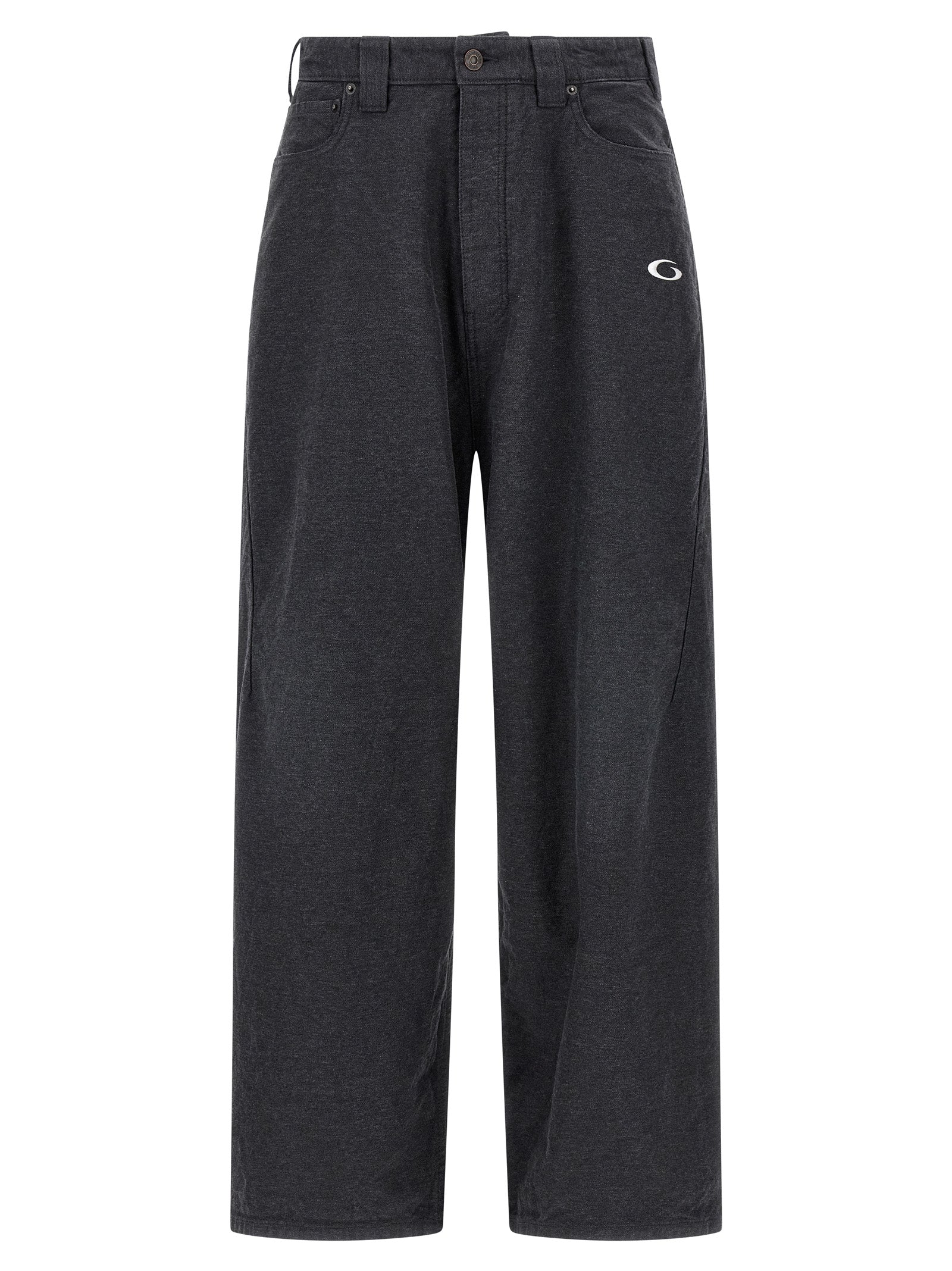 Low-Crotch Mélange Cotton Trousers — Gray