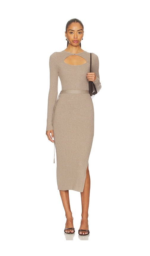 HEVRON Asher Dress in Taupe. L. Also in M