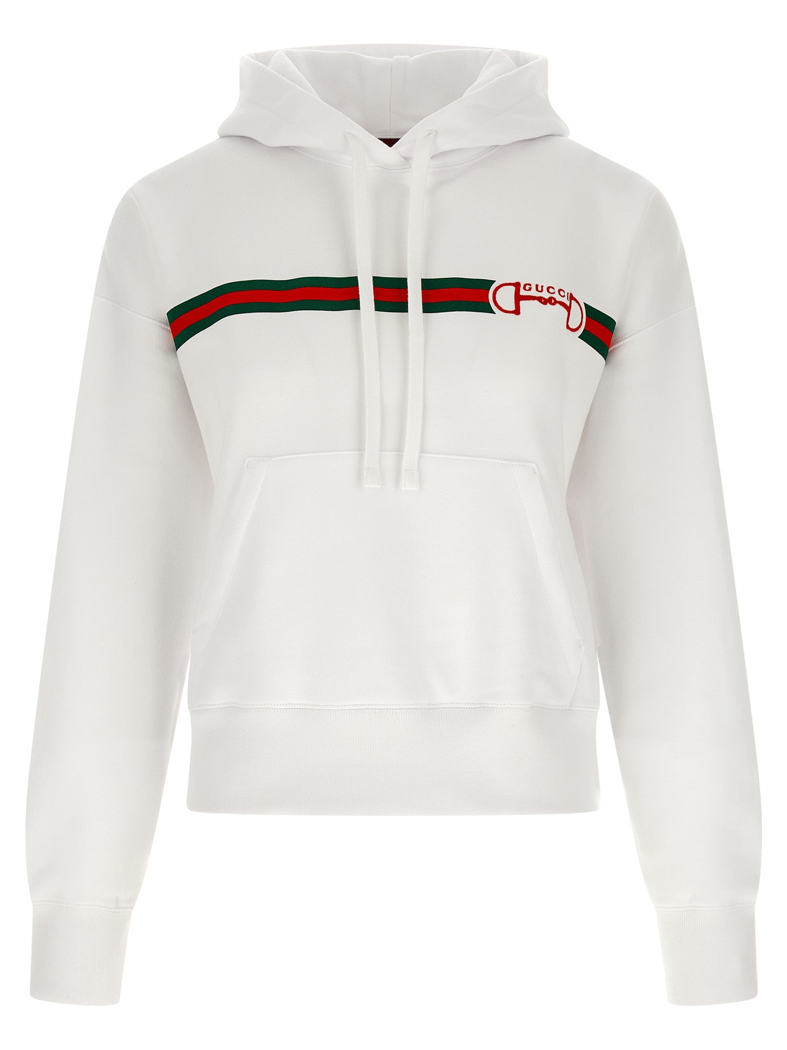Web Stripe Logo Embroidered Hoodie — White